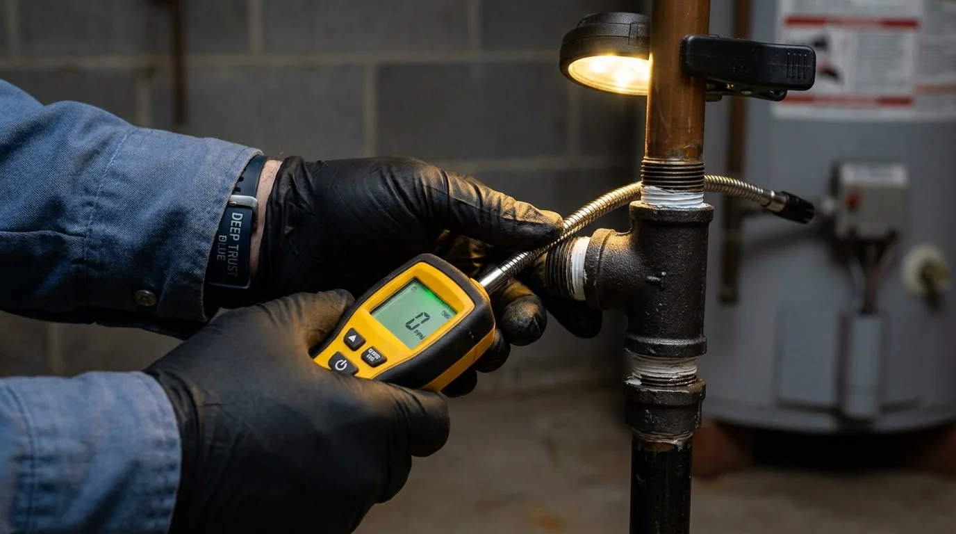 Gas leak detection with electronic sniffer by Johns Plumbing LLC in Elverta